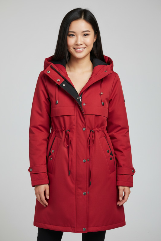 Prehodna jakna v daljšem kroju rdeča