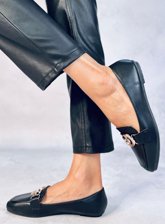 Črni elegantni ženski mokasini