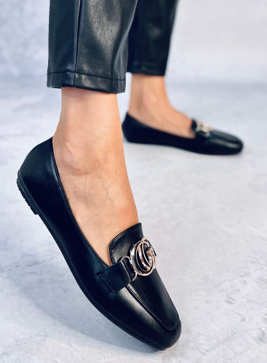 Črni elegantni ženski mokasini