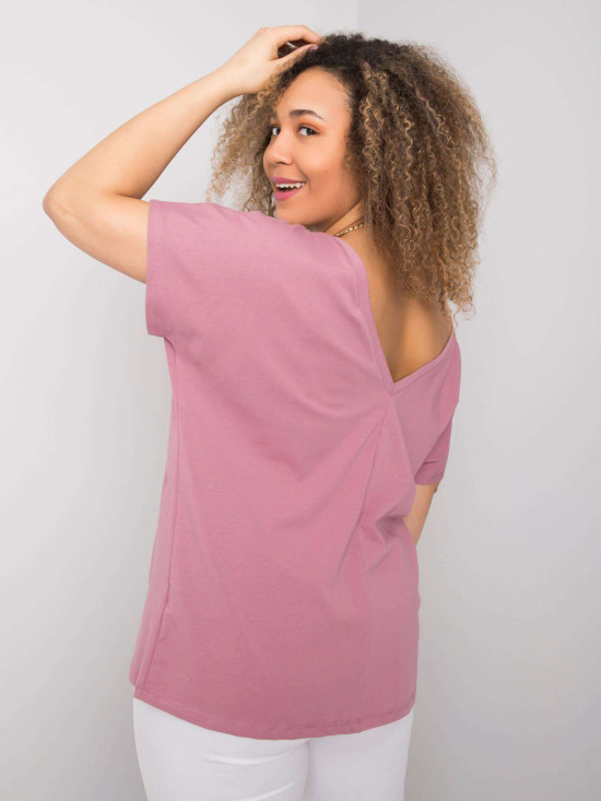 Roza plus size majica iz bombaža
