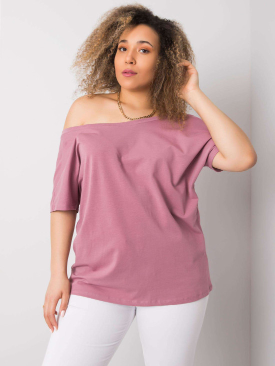 Roza plus size majica iz bombaža
