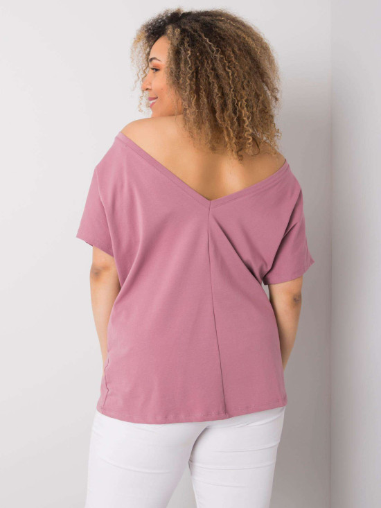 Roza plus size majica iz bombaža