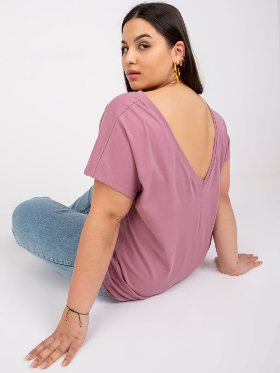 Roza plus size majica iz bombaža
