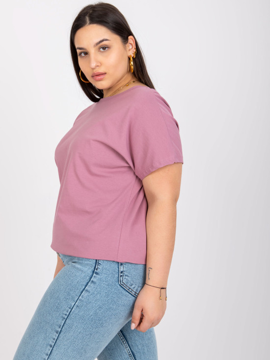 Roza plus size majica iz bombaža
