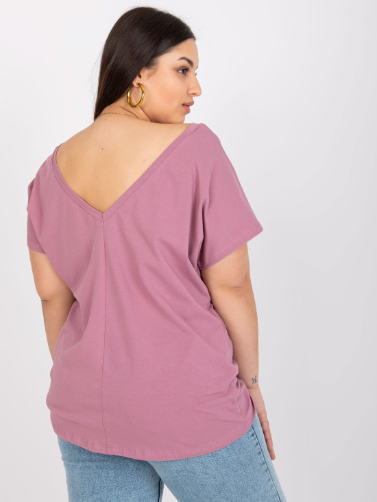 Roza plus size majica iz bombaža