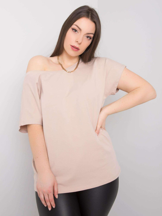 Bež majica plus size od pamuka