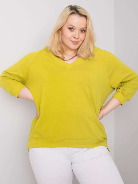 Svetlozeleni plus size pulover iz bombaža