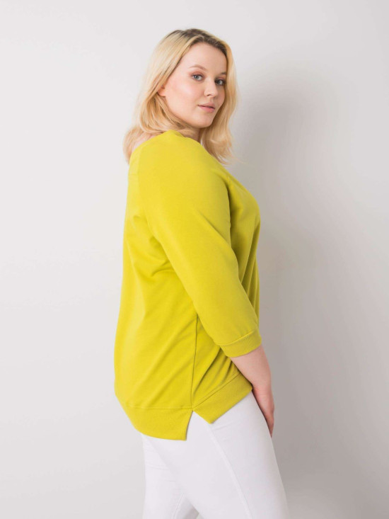 Svetlozeleni plus size pulover iz bombaža