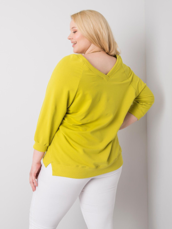 Svetlozeleni plus size pulover iz bombaža