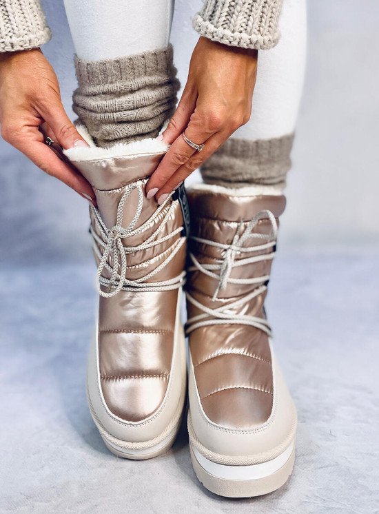 Zimske snežke z vezalkami bež