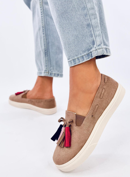 Rjave slip-on espadrile z resicami