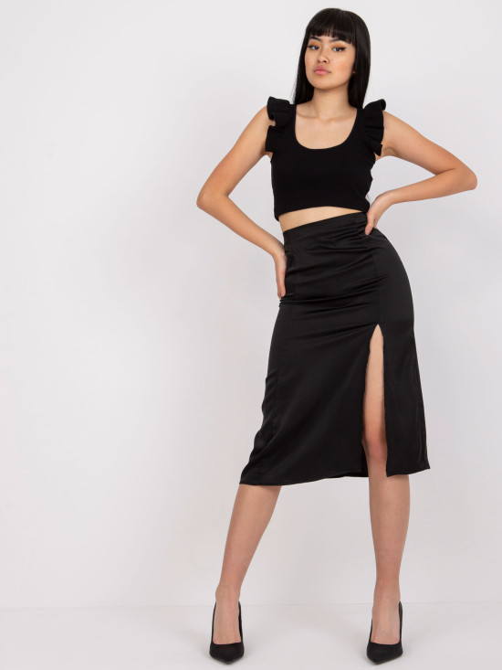 Elegantna midi krila v črni barvi