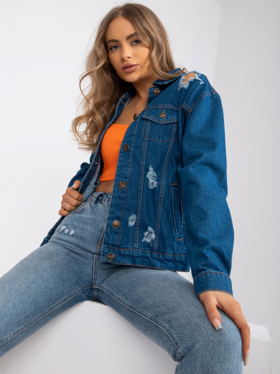 Ženska modra jeans jakna
