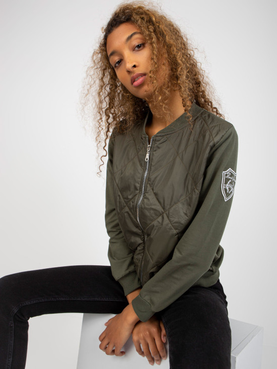 Khaki prešita bomber jakna z žepi RUE PARIS