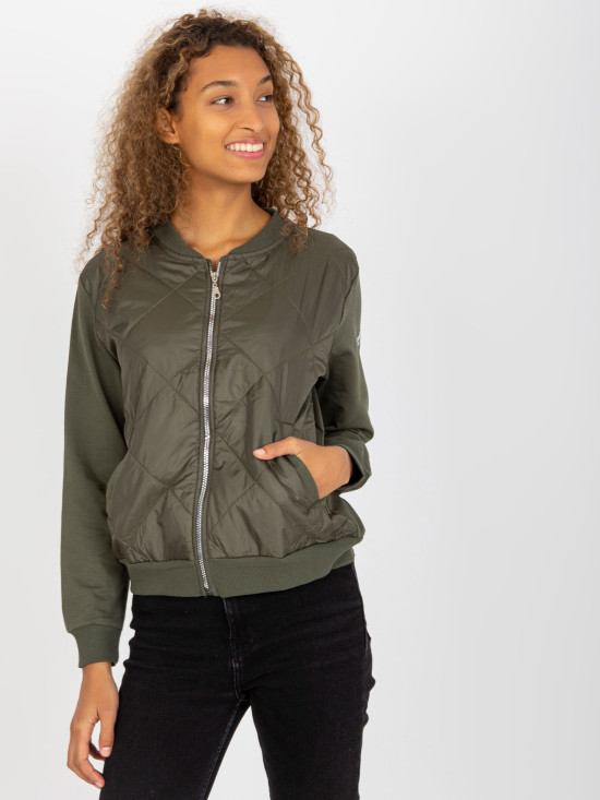 Khaki prešita bomber jakna z žepi RUE PARIS