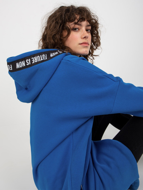 Temno modra dolga oversize mikina