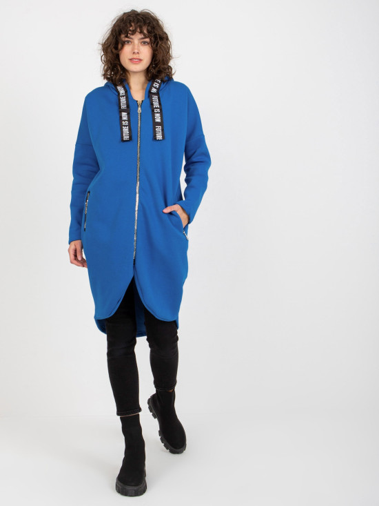 Temno modra dolga oversize mikina