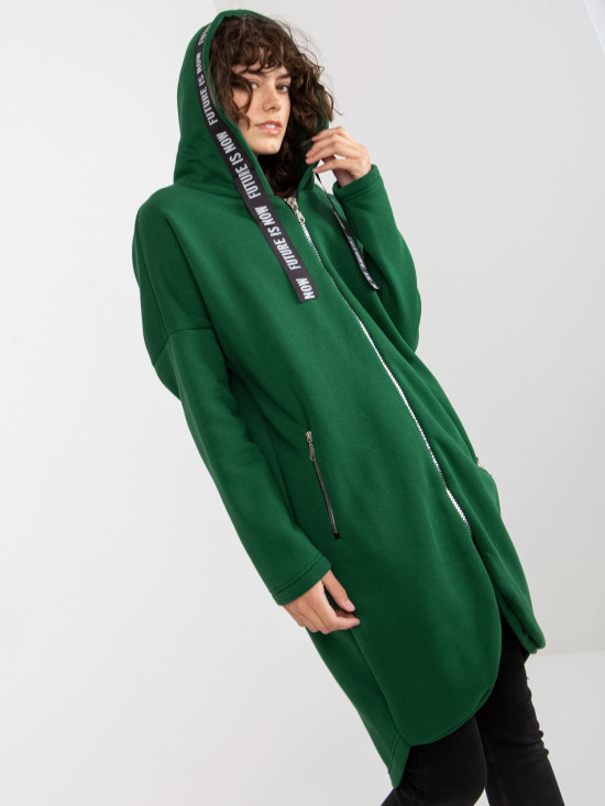 Temnozelená dolga oversize mikina