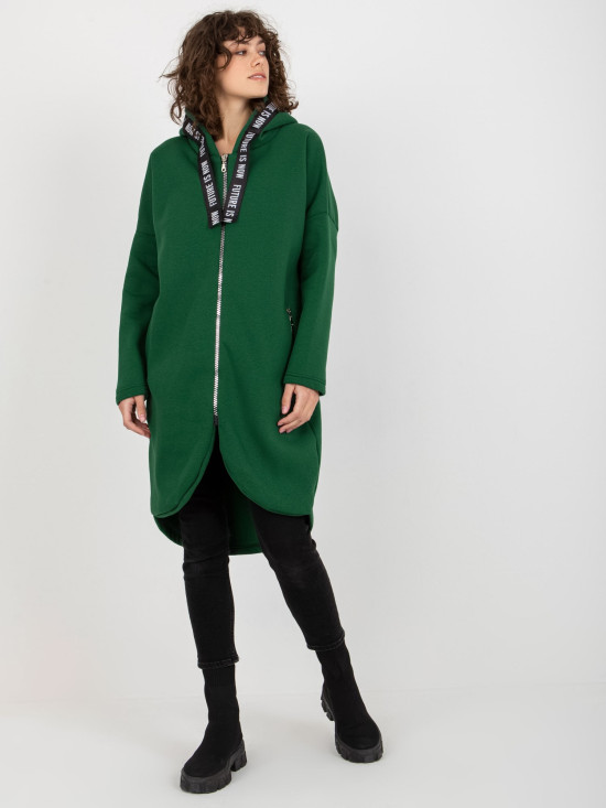 Temnozelená dolga oversize mikina