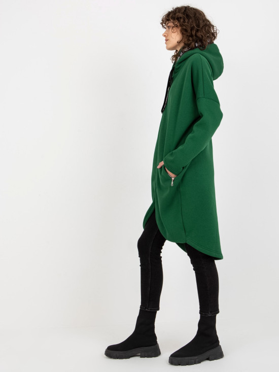 Temnozelená dolga oversize mikina