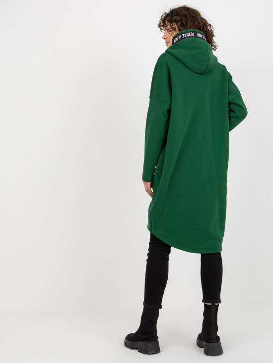 Temnozelená dolga oversize mikina