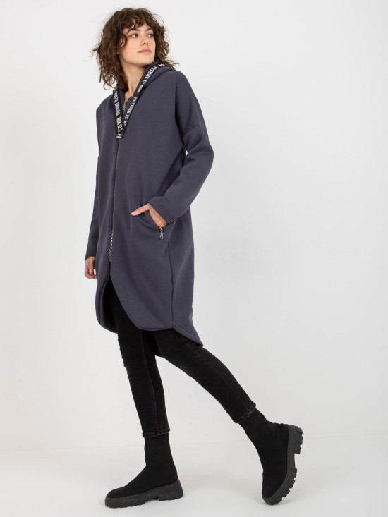 Grafitna dolga oversize jopica