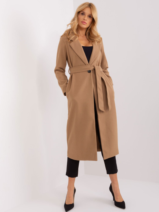 Elegantna prehodna jakna v camel barvi