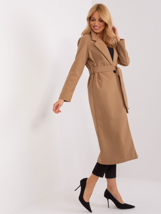 Elegantna prehodna jakna v camel barvi