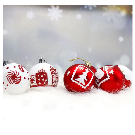 Božični okraski beli/rdeči 16 ks