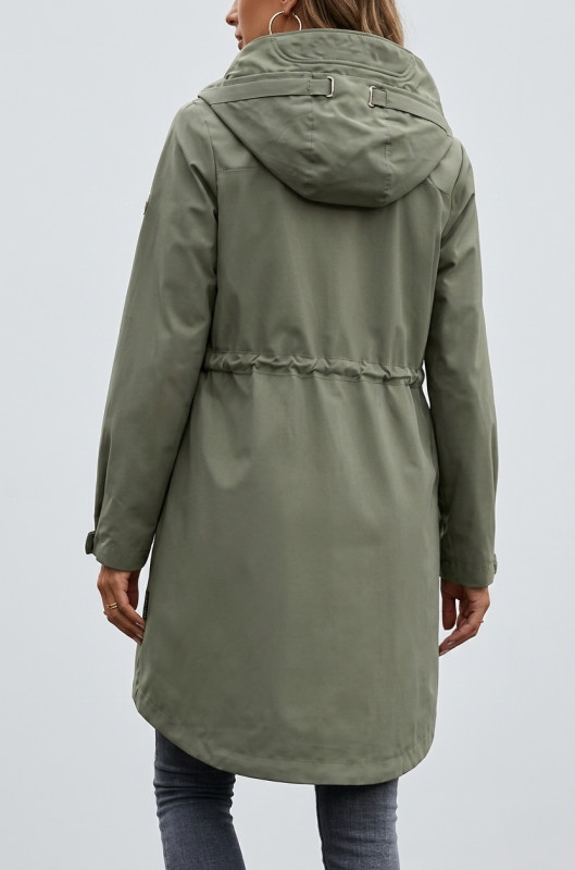 Spomladanska parka z veliko kapuco khaki