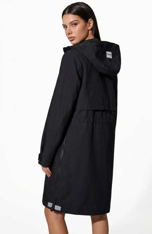 Ženska prehodna parka s snemljivo kapuco črna