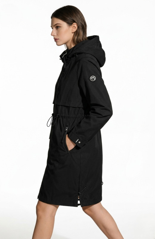Ženska prehodna parka s snemljivo kapuco črna