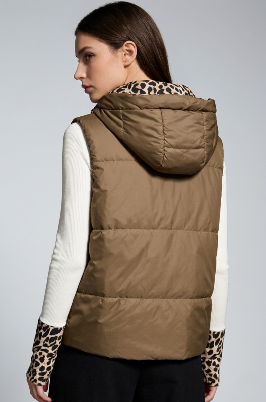 Dvostranski telovnik z leopardjim vzorcem, rjava