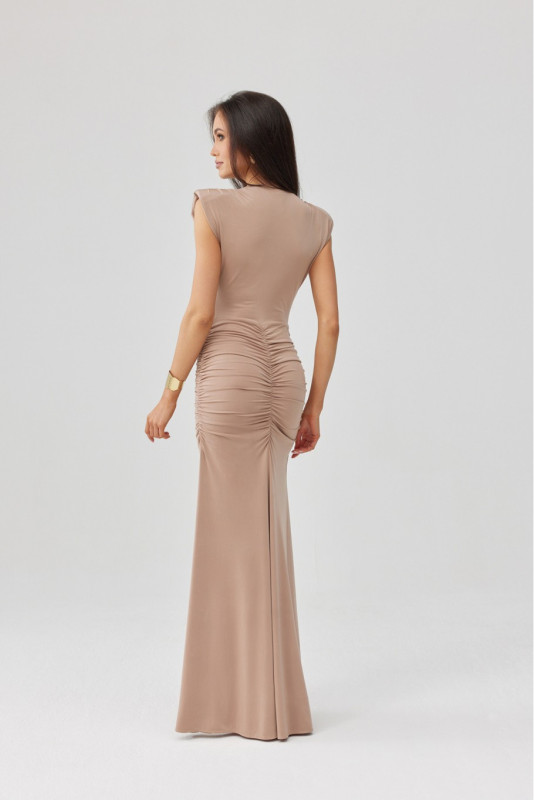 Noelia maxi obleka v cappuccino odtenku