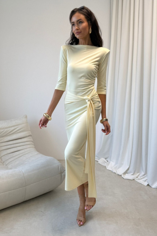 Midi obleka v svetlo rumeni barvi