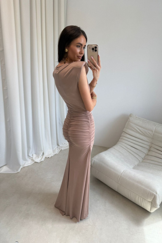 Noelia – maksi obleka v barvi moka