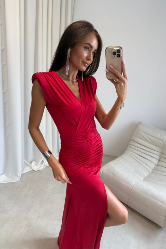 Noelia – maxi obleka v rdeči barvi