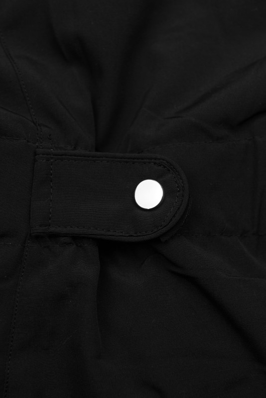 Črna zimska parka z rjavim plišem