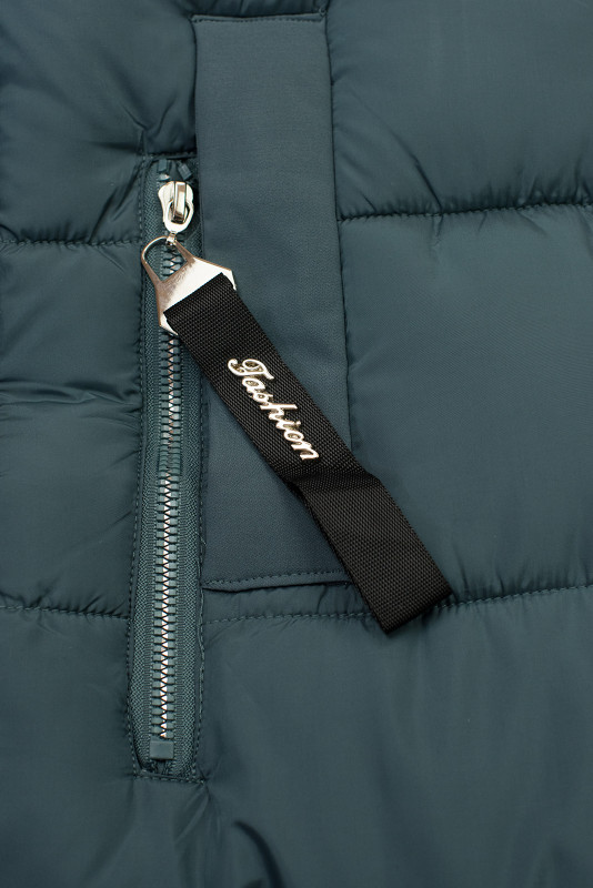 Petrolejno zelena dolga zimska jakna s krznom