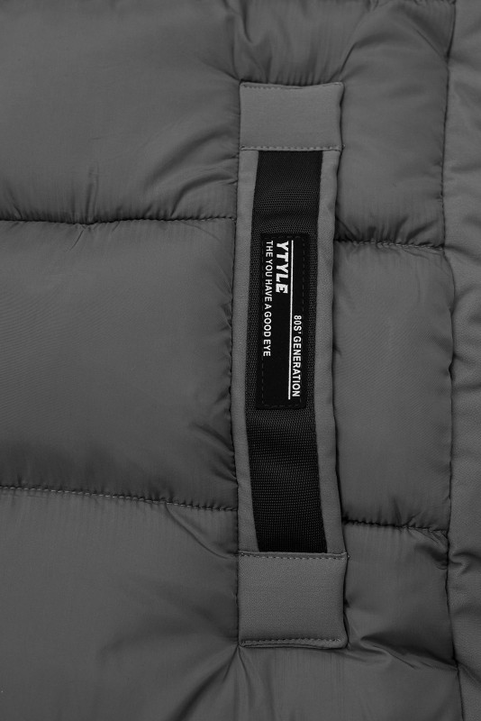 Siva dolga zimska jakna s krznom