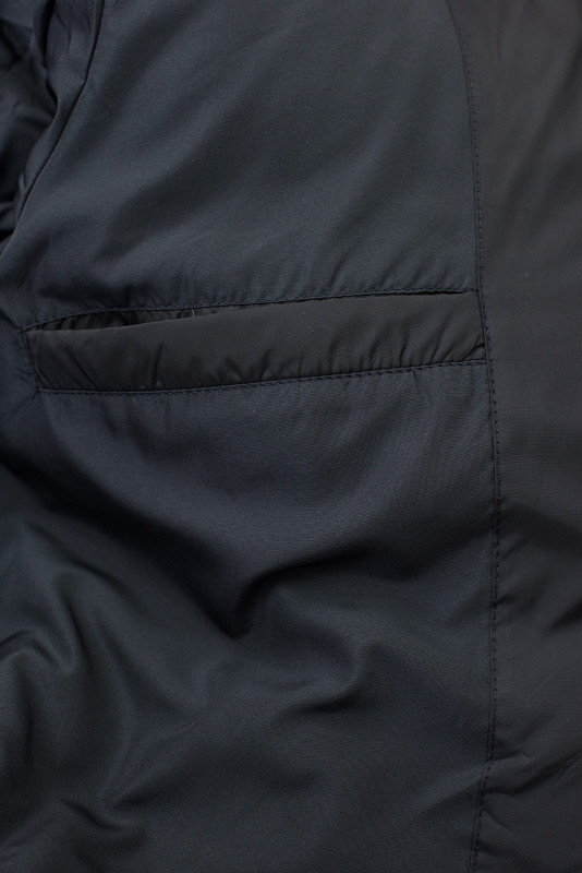 Temno modra dolga zimska jakna s krznom