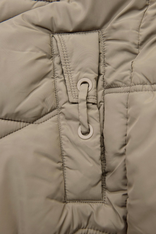 Elegantna zimska bunda s krznom, bež