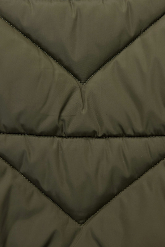 Elegantna zimska bunda s krznom, khaki