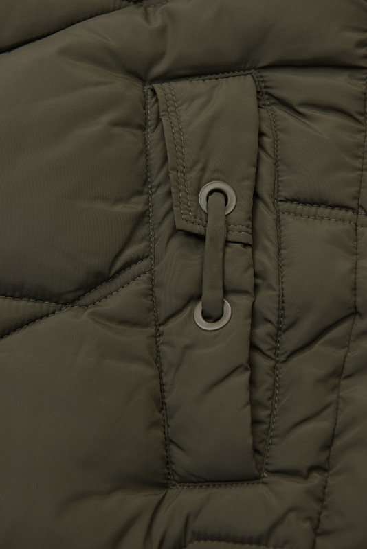 Elegantna zimska bunda s krznom, khaki