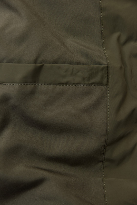 Elegantna zimska bunda s krznom, khaki