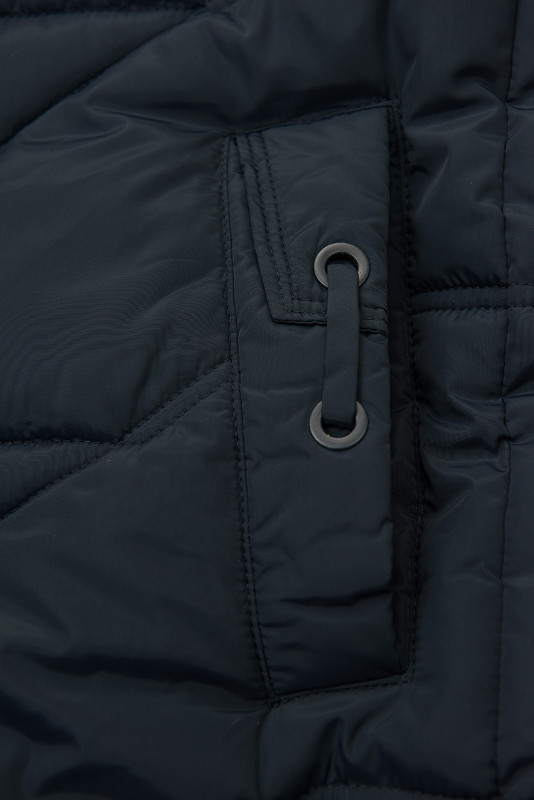 Elegantna zimska bunda s krznom, temno modra