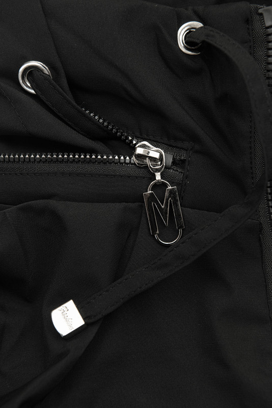 Elegantna ženska parka z zlatimi detajli črna