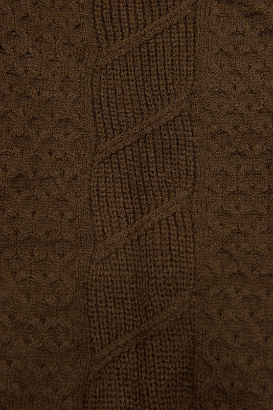 Ženska prehodna jakna s pletenimi rokavi rjava