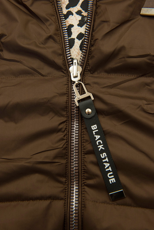 Dvostranski telovnik z leopardjim vzorcem, čokoladno rjava