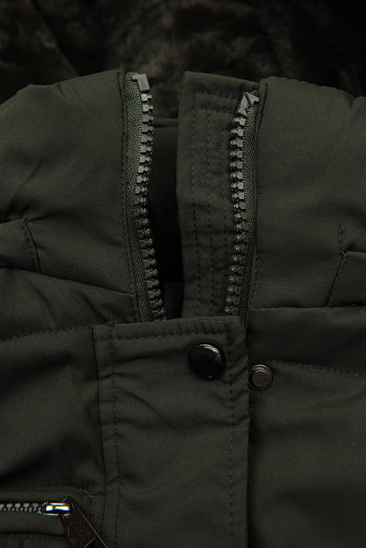 Topla prešita bunda temno khaki